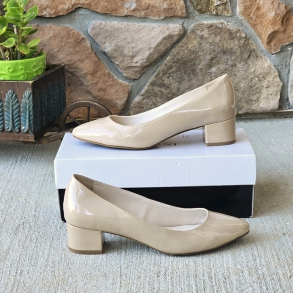 Alfani Women's Daleah Khaki Pointed Toe Classic Patent Pumps Size 8.5 Block Heel - Picture 10 of 15